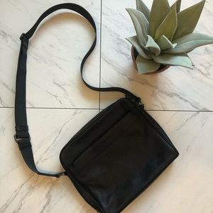 COACH-Black Leather Canvas Boho Crossbody Bag